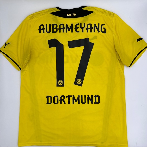 Aubameyang #17 Borussia Dortmund 2013/2014 Home ORIGINAL Puma Soccer Jersey (L)